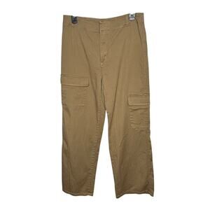 Quince Women's Organic Stretch Cotton Twill Cargo Khaki Brown Pants Size 12